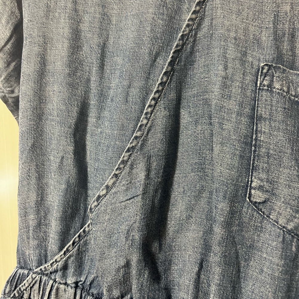 Wash Lab Denim BoHo Cowgirl Short Sleeve Maxi Dress size L - Picture 7 of 14